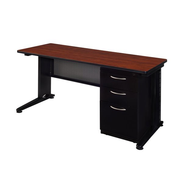 Pedestal Desk, 30 D X 66 W X 29 H, Cherry, Wood|Metal, Fusion, Mfr#: MSP6630CH