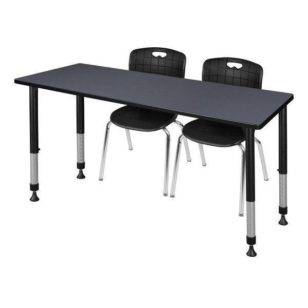 Tables > Height Adjustable > Rectangular Table & Chair Sets, 60 W X 24 L X 23-34 H, Grey, Regency, Mfr#: MT6024GYAPBK40BK