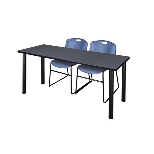 Rectangle Tables > Training Tables > Kee Table & Chair Sets, 60 X 24 X 29, Grey, Kee, Mfr#: MT6024GYBPBK44BE