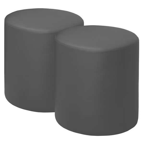 Logan Round Vinyl Ottoman (Set of 2)- Grey, Regency, Mfr#: N6262GY2PK