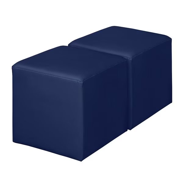 Jean Square Vinyl Ottoman (Set of 2)- Naval Blue, Regency, Mfr#: N6263NB2PK