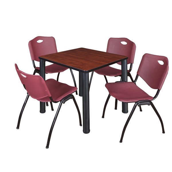 Square Tables > Breakroom Tables > Kee Square Table & Chair Sets, 30 W, 30 L, 29 H, Cherry, Kee, Mfr#: TB3030CHBPBK47BY