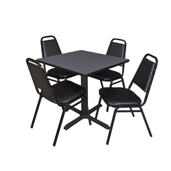 Square Tables > Breakroom Tables > Cain Square Table & Chair Sets, 30 W, 30 L, 29 H, Grey, Cain, Mfr#: TB3030GY29BK