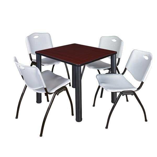 Square Tables > Breakroom Tables > Kee Square Table & Chair Sets, 30 W, 30 L, 29 H, Mahogany, Kee, Mfr#: TB3030MHBPBK47GY