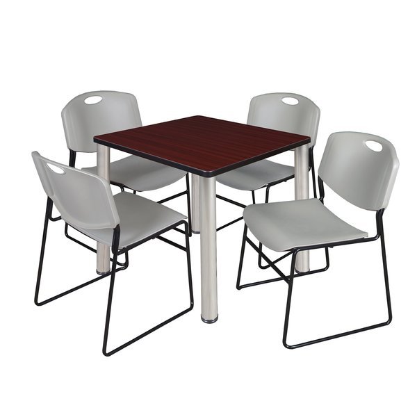 Square Tables > Breakroom Tables > Kee Square Table & Chair Sets, 30 W, 30 L, 29 H, Mahogany, Kee, Mfr#: TB3030MHBPCM44GY