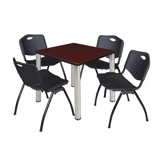 Square Tables > Breakroom Tables > Kee Square Table & Chair Sets, 30 W, 30 L, 29 H, Mahogany, Kee, Mfr#: TB3030MHBPCM47BK