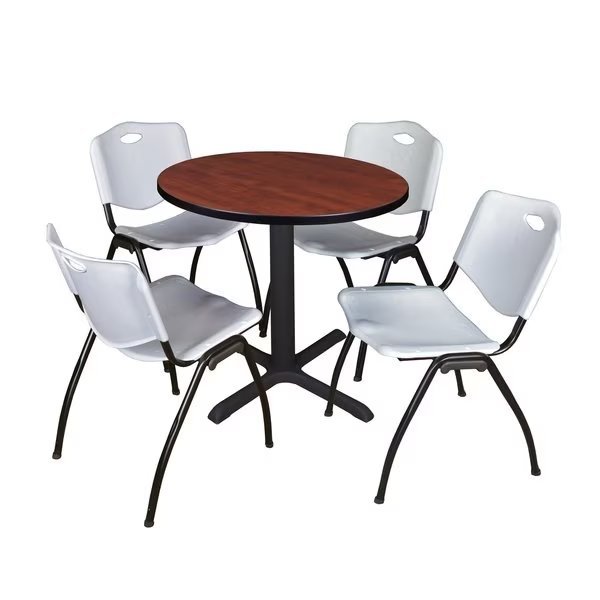 Round Tables > Breakroom Tables > Cain Round Table & Chair Sets, 30 W, 30 L, 29 H, Cherry, Cain, Mfr#: TB30RNDCH47GY