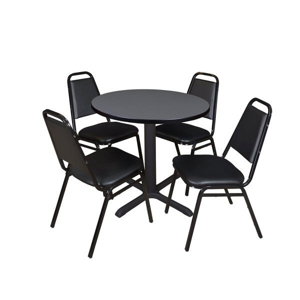 Round Tables > Breakroom Tables > Cain Round Table & Chair Sets, 30 W, 30 L, 29 H, Grey, Cain, Mfr#: TB30RNDGY29BK