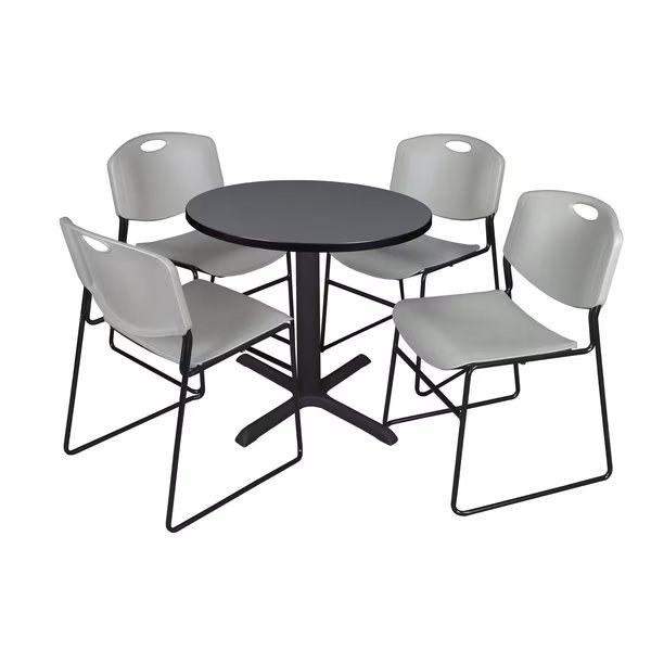 Round Tables > Breakroom Tables > Cain Round Table & Chair Sets, 30 W, 30 L, 29 H, Grey, Cain, Mfr#: TB30RNDGY44GY