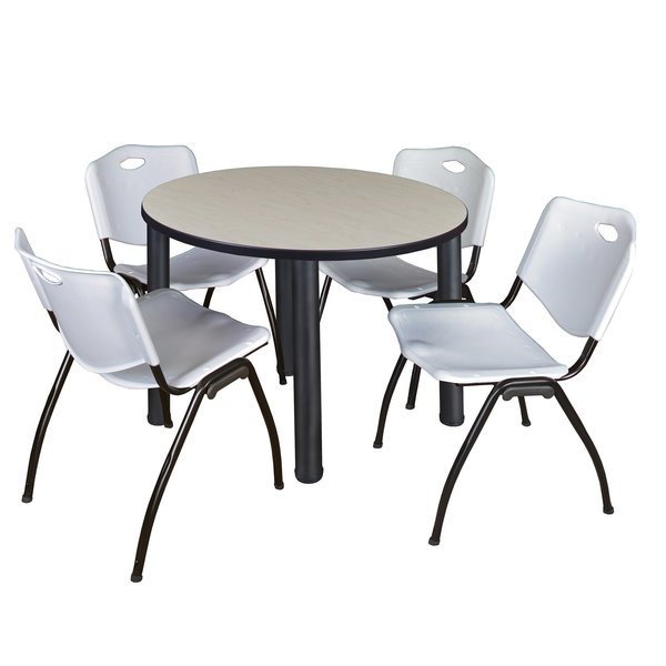 Round Tables > Breakroom Tables > Kee Round Table & Chair Sets, 36 W, 36 L, 29 H, Maple, Kee, Mfr#: TB36RNDPLBPBK47GY