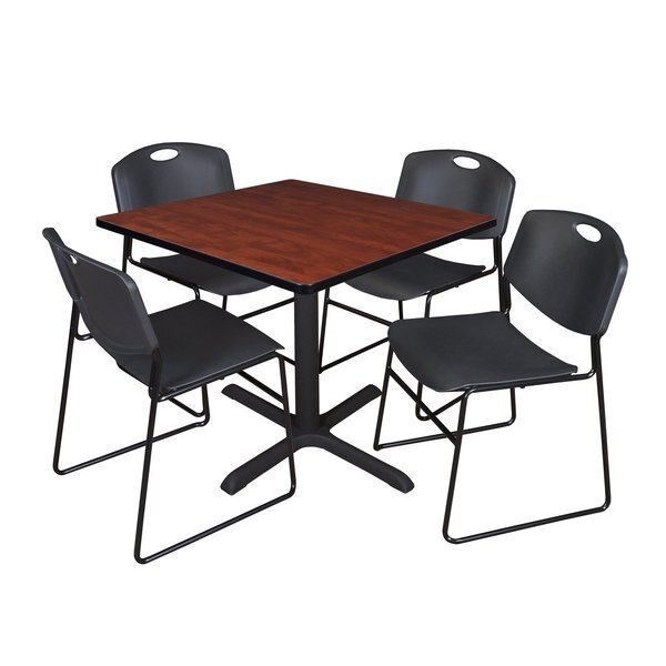 Square Tables > Breakroom Tables > Cain Square Table & Chair Sets, 42 W, 42 L, 29 H, Cherry, Cain, Mfr#: TB4242CH44BK