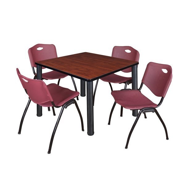 Square Tables > Breakroom Tables > Kee Square Table & Chair Sets, 42 W, 42 L, 29 H, Cherry, Kee, Mfr#: TB4242CHBPBK47BY