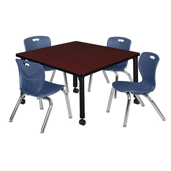 Tables > Height Adjustable > Square Mobile Table & Chair Sets, 42 W X 42 L X 23-34 H, Mahogany, Regency, Mfr#: TB4242MHAPCBK45NV