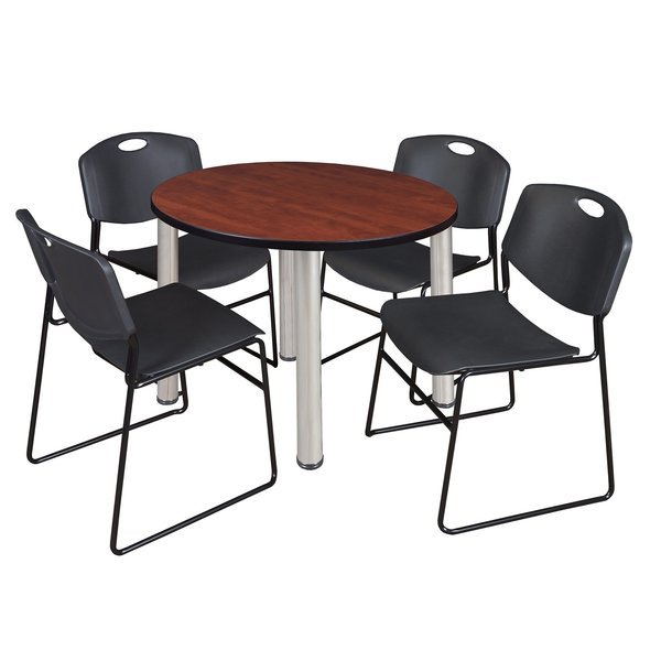Round Tables > Breakroom Tables > Kee Round Table & Chair Sets, Wood|Metal|Polypropylene Top, Regency, Mfr#: TB42RNDCHBPCM44BK