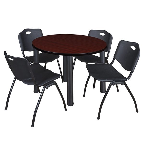 Round Tables > Breakroom Tables > Kee Round Table & Chair Sets, 42 W, 42 L, 29 H, Mahogany, Kee, Mfr#: TB42RNDMHBPBK47BK