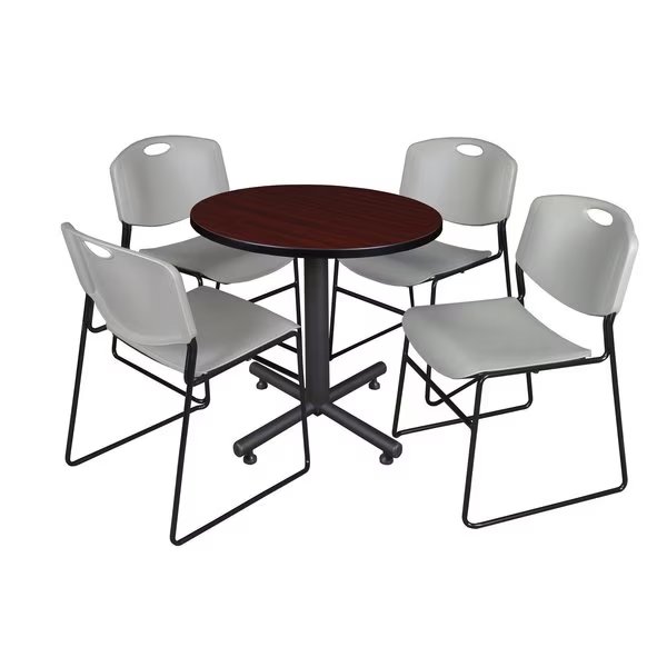 Round Tables > Breakroom Tables > Kobe Round Table & Chair Sets, 30 W, 30 L, 29 H, Mahogany, Kobe, Mfr#: TKB30RNDMH44GY