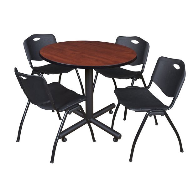Round Tables > Breakroom Tables > Kobe Round Table & Chair Sets, 42 W, 42 L, 29 H, Cherry, Kobe, Mfr#: TKB42RNDCH47BK