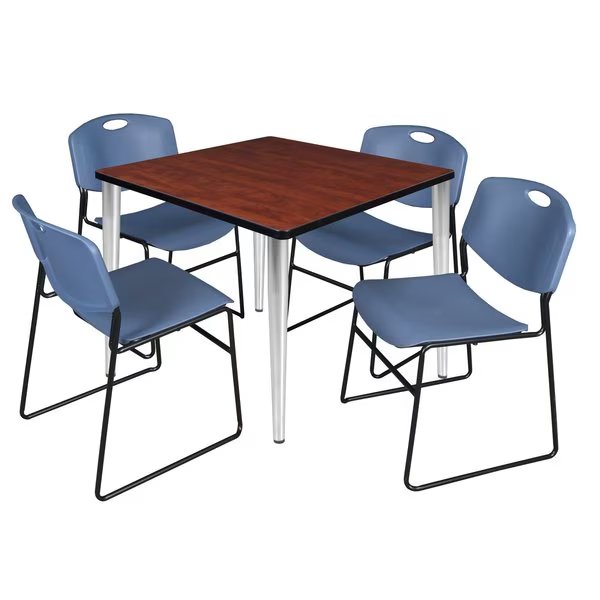 Kahlo Square Table & Chair Sets, 42 W, 42 L, 29 H, Wood, Metal, Polypropylene Top, Cherry, Regency, Mfr#: TPL4242CHCM44BE