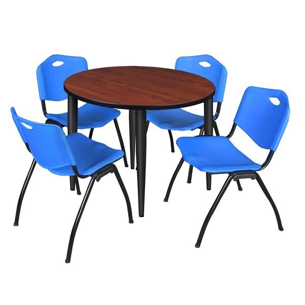 Kahlo Round Table & Chair Sets, 42 W, 42 L, 29 H, Wood, Metal, Plastic Top, Cherry, Regency, Mfr#: TPL42RNDCHBK47BE