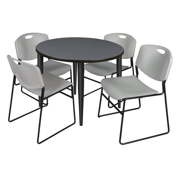 Kahlo Round Table & Chair Sets, 42 W, 42 L, 29 H, Wood, Metal, Polypropylene Top, Grey, Regency, Mfr#: TPL42RNDGYBK44GY