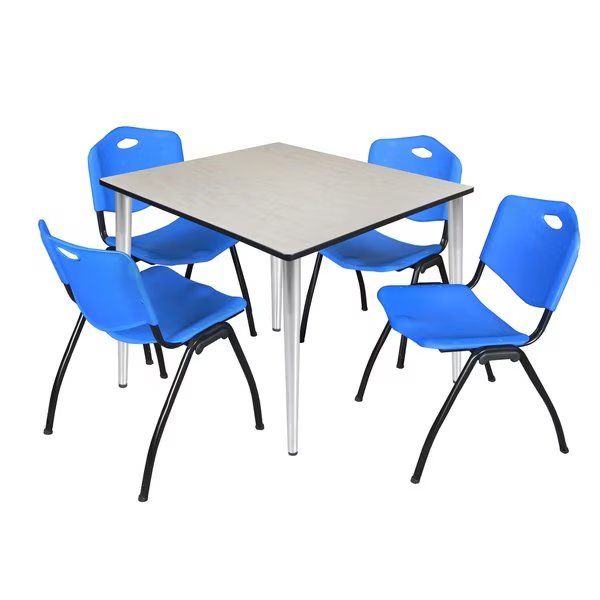 Kahlo Square Table & Chair Sets, 48 W, 48 L, 29 H, Wood, Metal, Plastic Top, Maple, Regency, Mfr#: TPL4848PLCM47BE