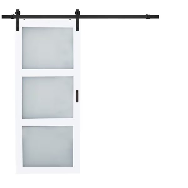 Renin 36 in. x 84 in. Hall 3-Lite Complete Barn Door Kit, Renin, Mfr#: BD061W01BW3TGE36084