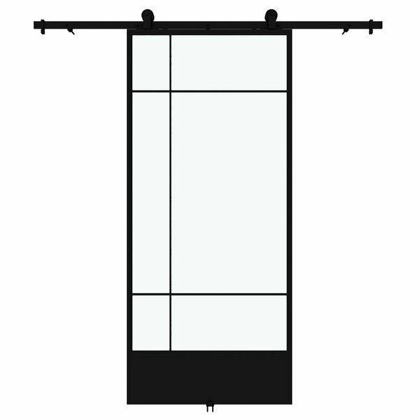 Bastille Clear Glass Metal Barn Door with Installation Hardware Kit 37 in., Renin, Mfr#: KMCTBTC-37BL