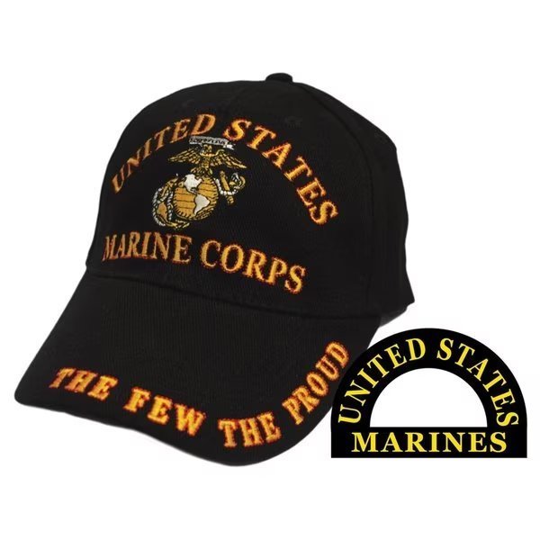 CAP  USMC  THE FEW THE PROUD  BLACK, U.S. Military Merchandise, Mfr#: CP00306