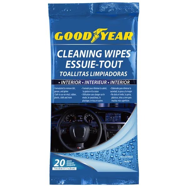 INTERIOR CLEANING WIPES  20PK, Goodyear, Mfr#: GY3252