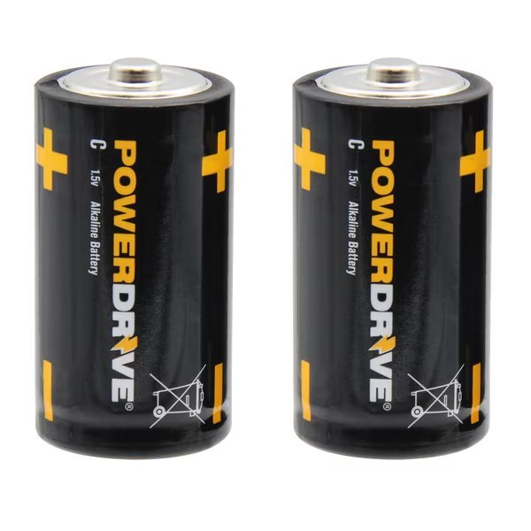 C Alkaline Battery, 2 PK, Powerdrive, Mfr#: LR14