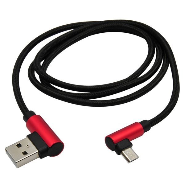 Right Angle Micro USB Cable Red/Black, Mobilespec, Mfr#: MB06117