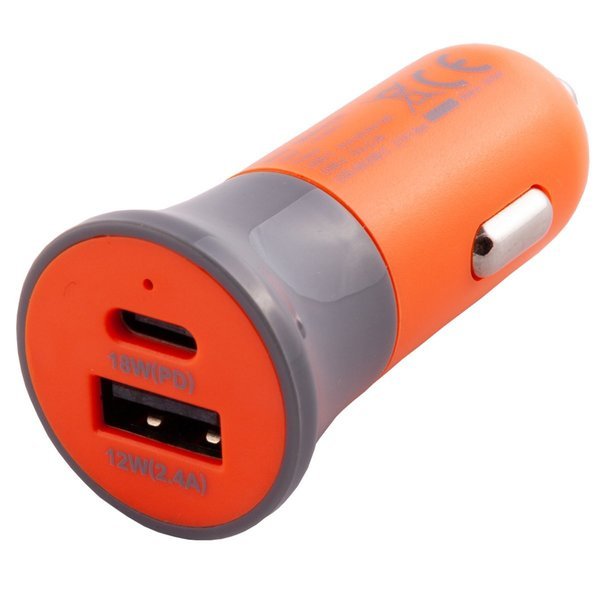 Hi-Vis Dual Port 30W Dc Charger, Orange, Mobilespec, Mfr#: MBSHVDC02