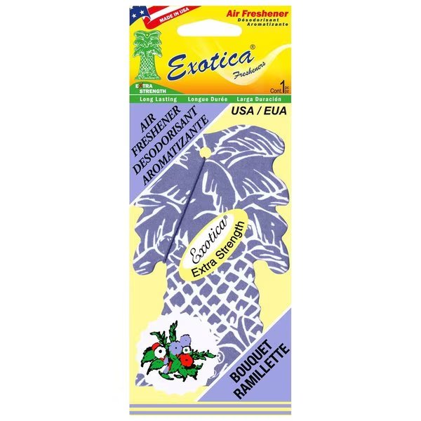 AIR FRESHENER BOUQUET/SINGLE TRILINGUAL, Exotica Fresheners, Mfr#: PT1BOU