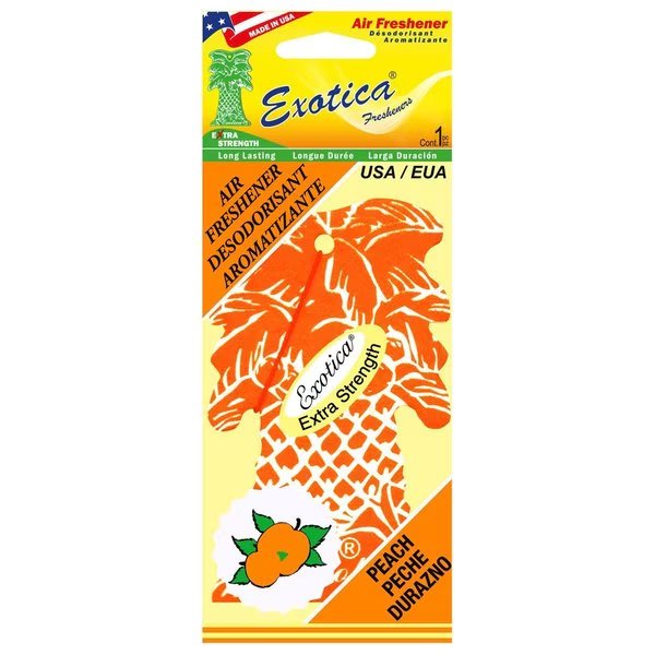 AIR FRESHENER PEACH/SINGLE TRILINGUAL, Exotica Fresheners, Mfr#: PT1PEA