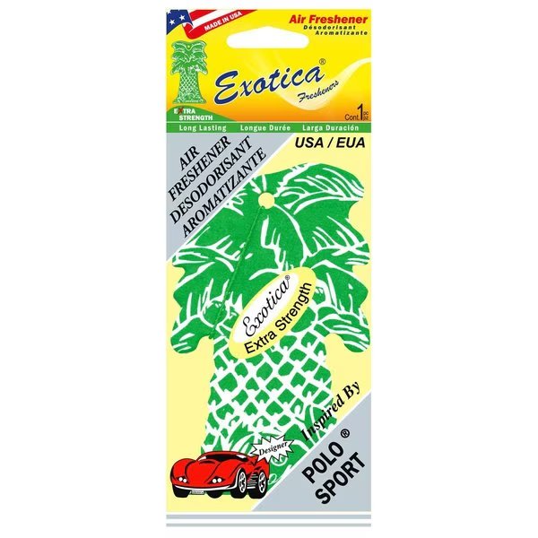 AIR FRESHENER POLO/SINGLE TRILINGUAL, Exotica Fresheners, Mfr#: PT1POL