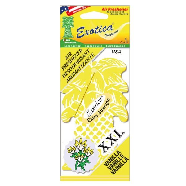 AIR FRESHENER XXL VANILLA TRILINGUAL, Exotica Fresheners, Mfr#: PT1XXLVAN