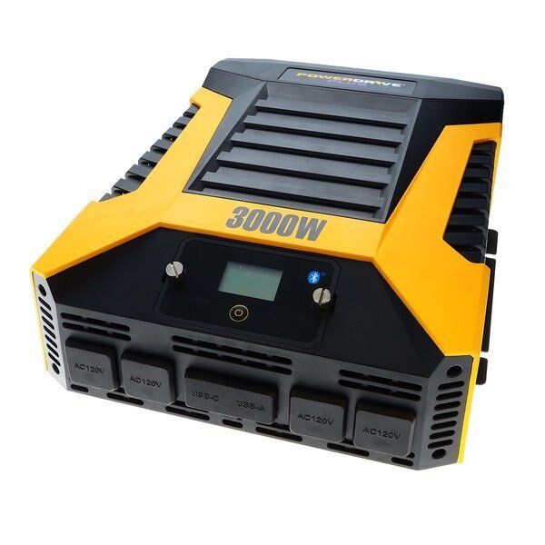 Power Inverter, Modified Sine Wave, 6,000 W Peak, 3,000 W Continuous, 4 Outlets, Powerdrive, Mfr#: PWD3000P
