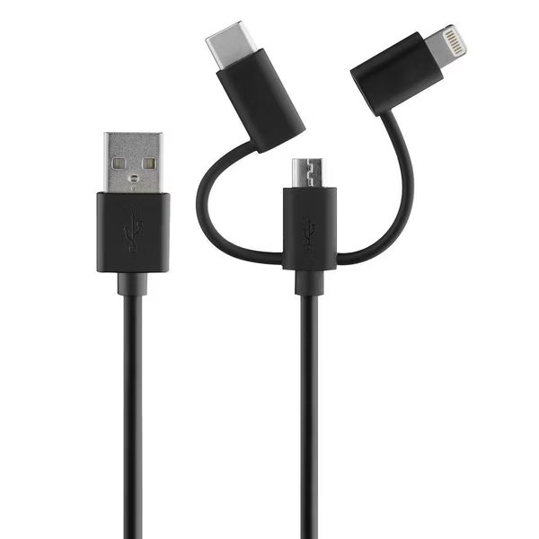 4 ft 3-in-1 Charging Cable  Black, Rove, Mfr#: RV06551