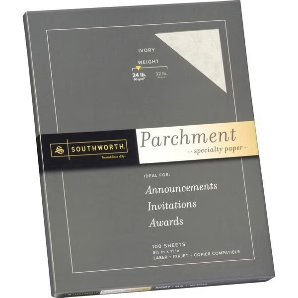 Paper, Parchment, 24#, Ivory Pk, Southworth, Mfr#: SOUP984CK
