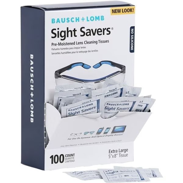Pre-Moistened Lens Cleaning Tissues, Sight Savers, Anti-Static, Individually Wrapped, Pack 100, Bausch + Lomb, Mfr#: BAL8574GM