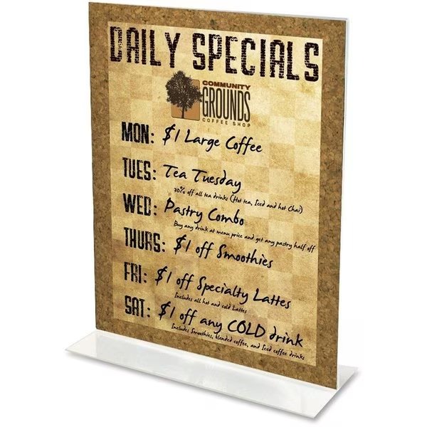 Stand Up Sign Holder, Bottom Load, Portrait, 8-1/2"x11", Clear, Deflecto, Mfr#: DEF69201