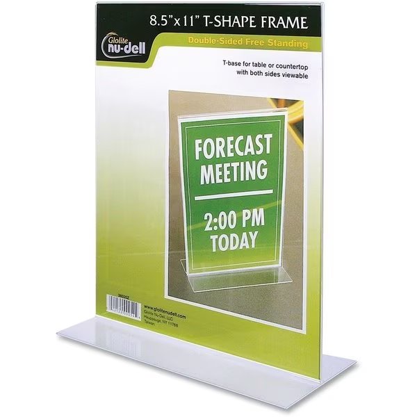 Stand-Up Sign Holder, 8-1/2"x11", Plastic, Clear, Nudell, Mfr#: NUD38020Z