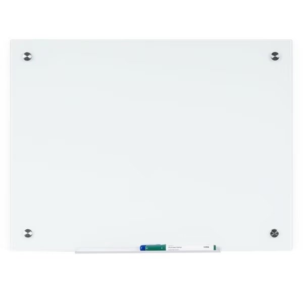 Dry-Erase Board, Glass, 24"Wx1/4"Lx36"H, White, Bi-Silque, Mfr#: BVCGL074407