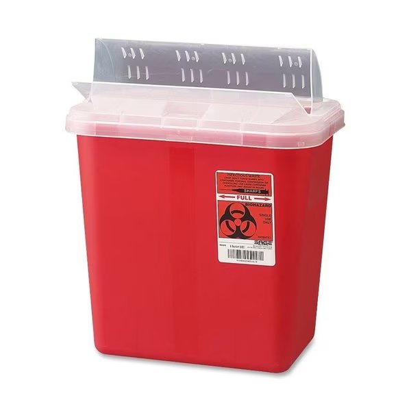 Biohazard Sharps Container W/Clear Drop Lid, 2 Gallon, Red, Covidien, Mfr#: CVDS2GH100651