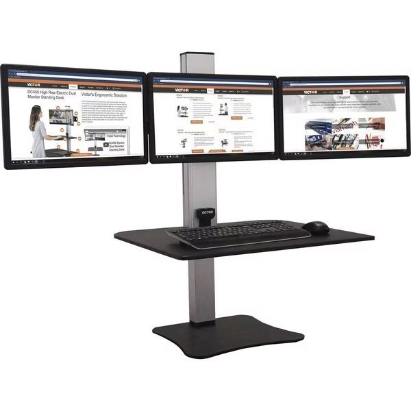 Standing Desk, 3-Monitor Cap, 28"x23"x20-52-1/2", BK/AL, Victor Technology, Mfr#: VCTDC475