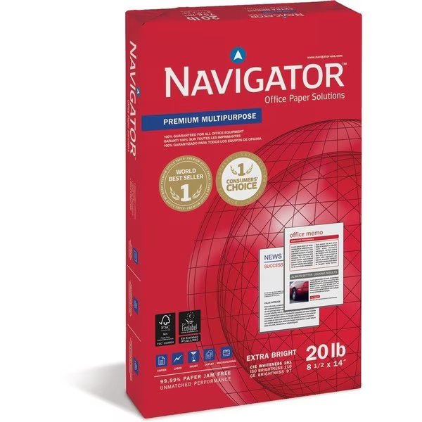 Paper, 20#, 97Br, 8.5X14, Brw Pk, Navigator, Mfr#: SNANMP1420