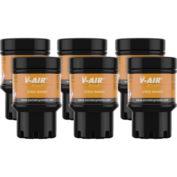 V-Air MVP Dispenser Fragrance Refill - Spray - 6000 ft³ - Citrus Mango, 6PK, Vectaire, Mfr#: VTSSOLIDCIT
