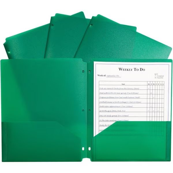 Portfolio, Poly, Hvywt, 3Hl, Gn 25PK, C-Line Products, Mfr#: CLI33933