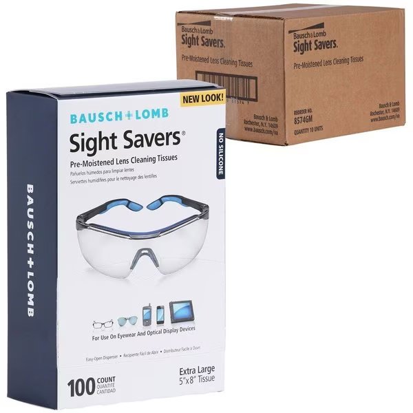 Lens Cleaning Tissues, Pre-Moistened, 5"x8", 1000/CT 100PK, Bausch + Lomb, Mfr#: BAL8574GMCT