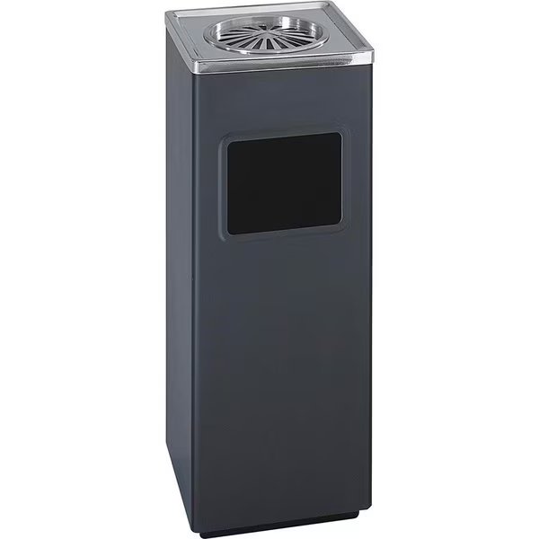 Ash/Trash Urn, 3 Gal Cap., Square, 9-1/2"x9-1/2"x24-1/4", BK, Safco, Mfr#: SAF9696BL